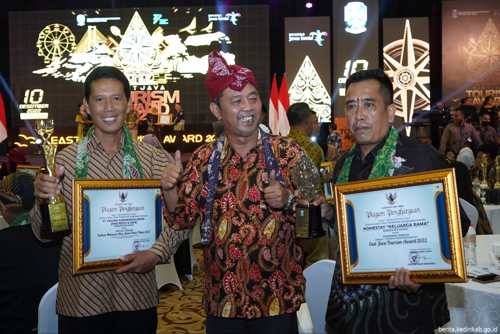 Kabupaten Kediri Peroleh Tiga Penghargaan di Ajang East Java Tourism Award 2022