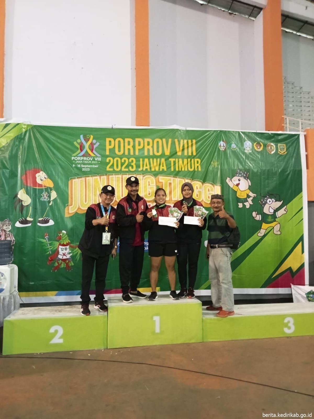 Raih 4 Emas, Kabupaten Kediri Juara Umum Tenis Meja Porprov